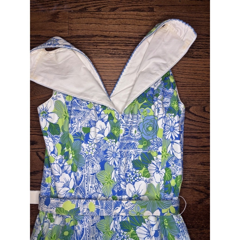Talbots Floral Midi Dress Blue Green Size 8 Spring Wedding Guest - Picture 6 of 9